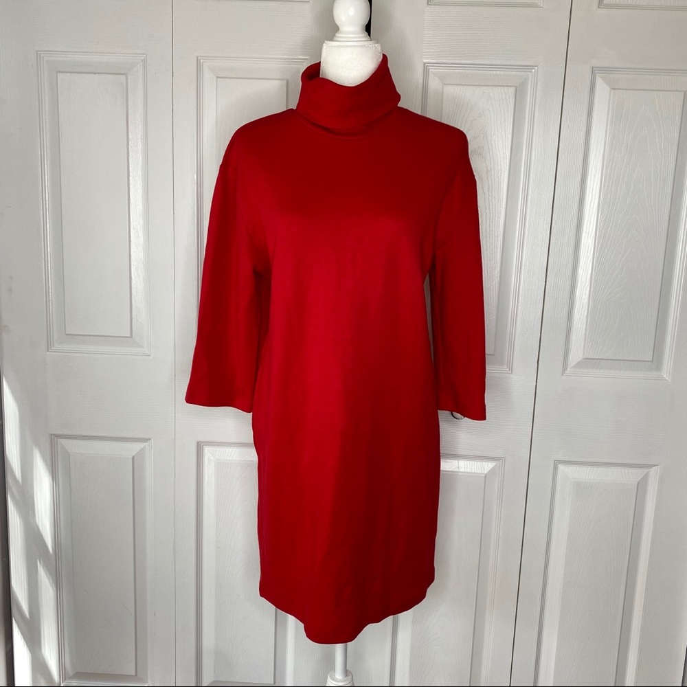 🔥SOLD🔥 Zara Trafaluc Turtleneck 3/4 Sleeve Dress Red S - Picture 2 of 16